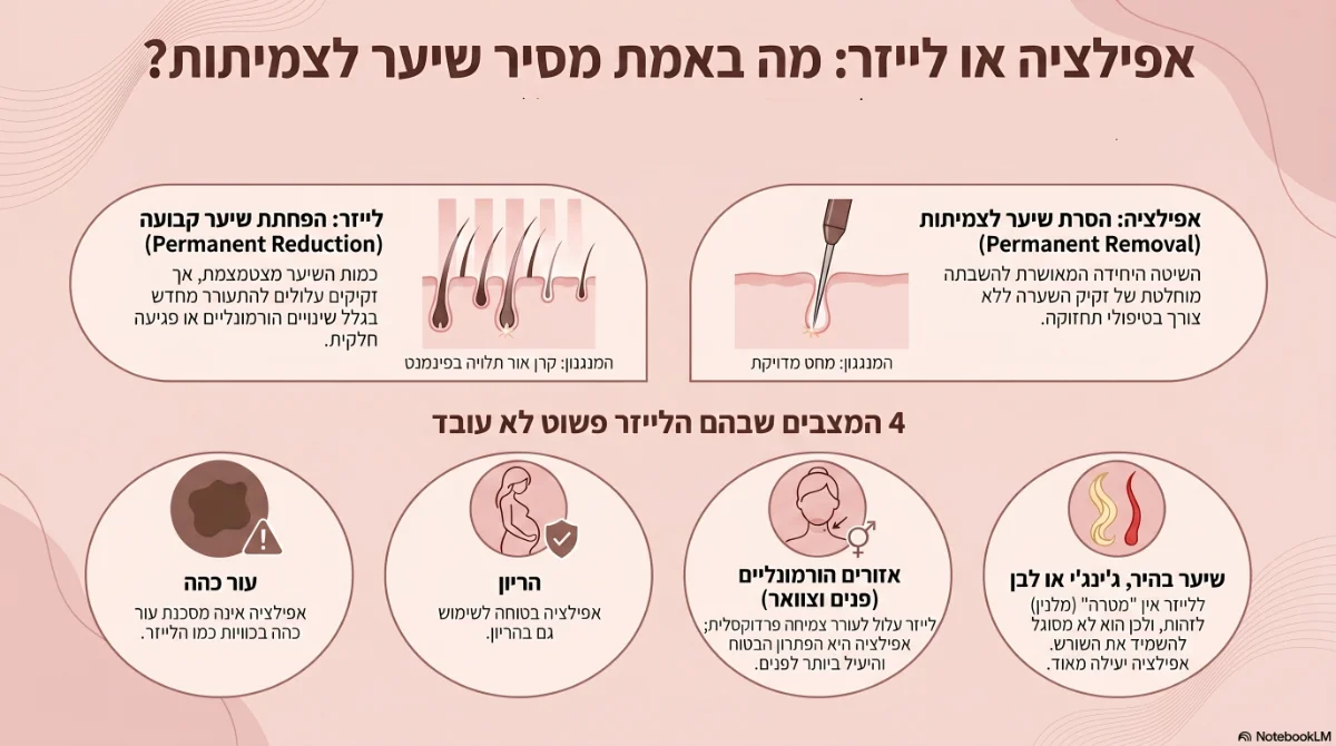 אינפוגרפיקה על אפילציה לעומת לייזר