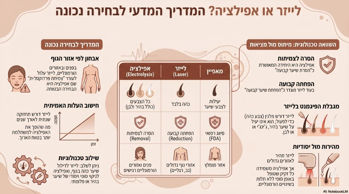 אינפוגרפיקה על לייזר ואפילציה