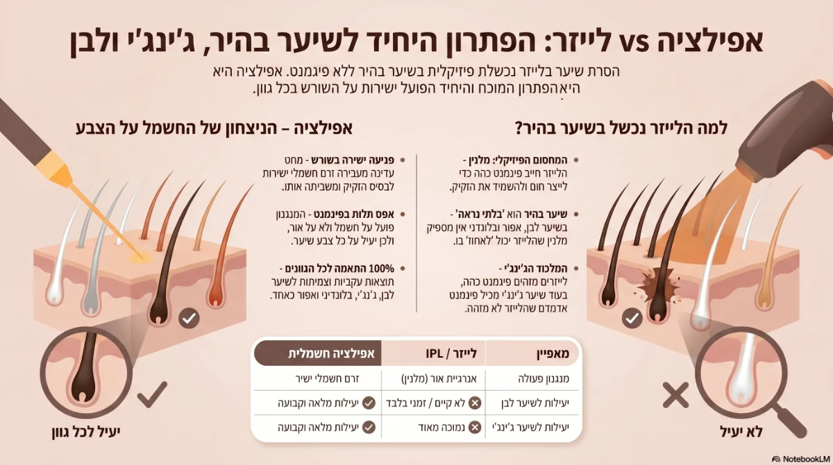 אינפוגרפיקה על אפילציה והסרת שיער.