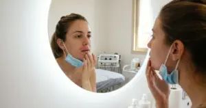תמונת תקריב של עור חלק ומטופח לאחר אפילציה, בקליניקה מקצועית, המדגימה החלמה נכונה.